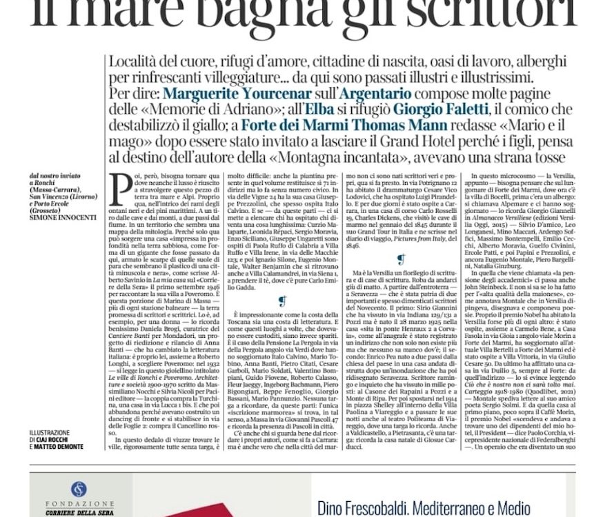 Articolo Corriere della Sera - Tra Versilia e Maremma il mare bagna gli scrittori
