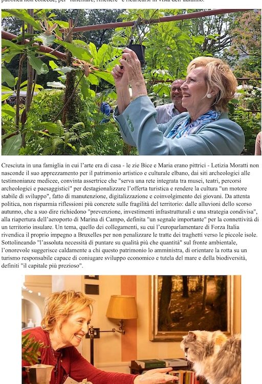Articolo QUI news Elba - Letizia Moratti, il suo libro all'Elba: "Nel mio luogo dell'anima"