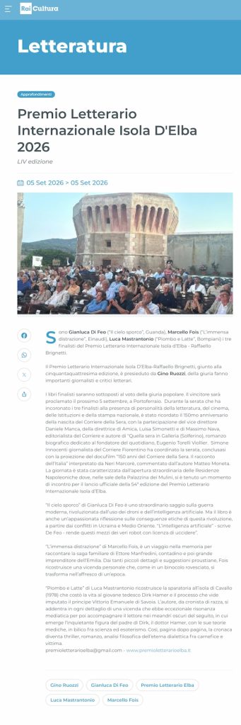 Premio Letterario Internazionale Isola D'Elba 2026