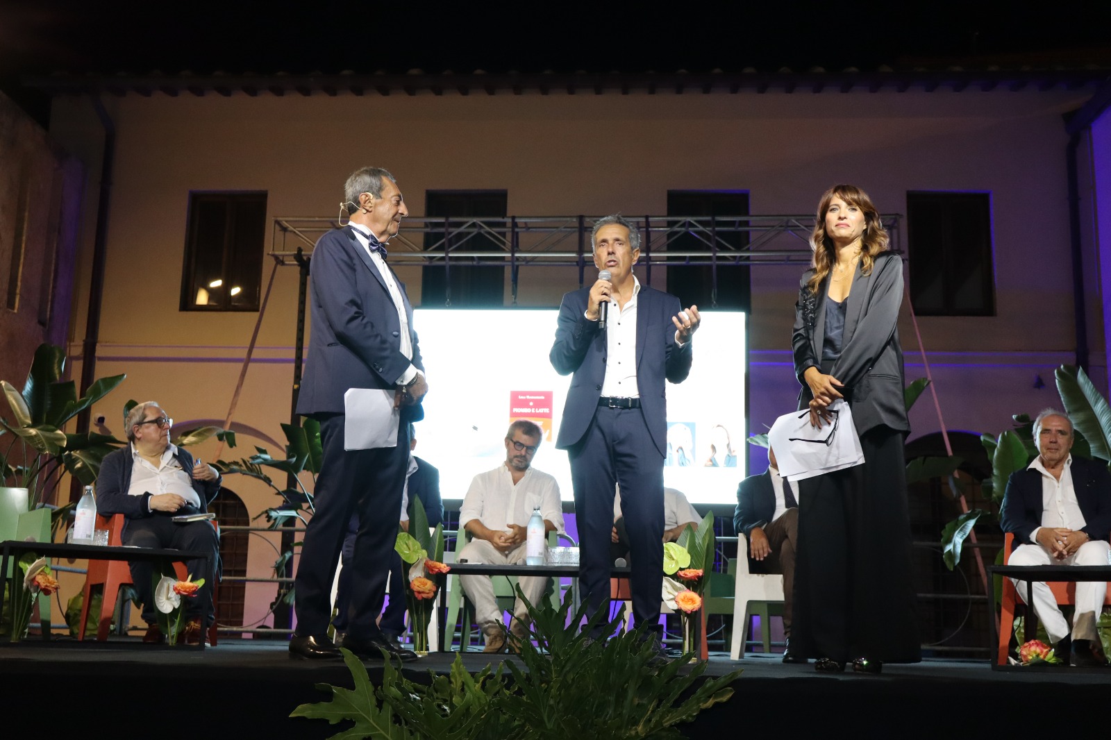 Intervento sul palco durante la cerimonia del Premio Brignetti