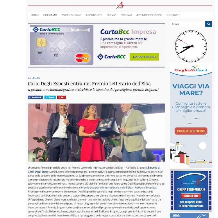 ELBA Press - Carlo Degli Esposti entra nel Premio Letterario dell'Elba