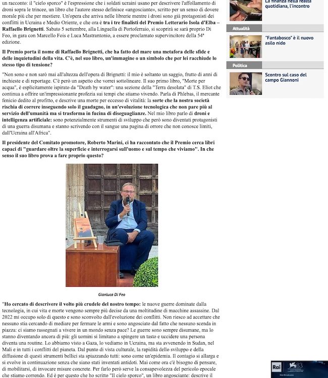 QUInews Elba - Di Feo: "Il cielo sporco? Un dovere morale"